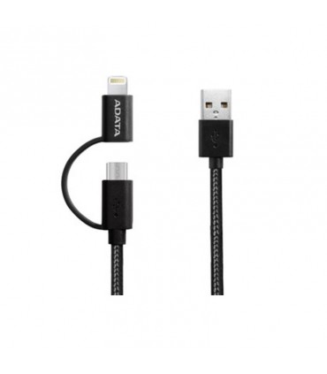 کابل تبدیل USB به microUSB/لایتنینگ ای دیتا مدل 2-IN-1 طول 2 متر