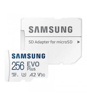 کارت حافظه microSDXC سامسونگ مدل Evo Plus A2 V10 کلاس 10 استاندارد UHS-I U3 سرعت 130MBps به همراه آداپتور SD ظرفیت 256 گیگابایت