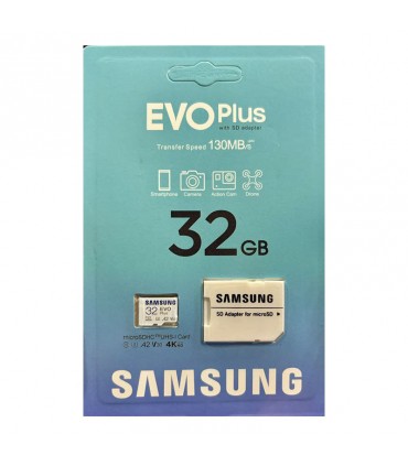 کارت حافظه microSDXC سامسونگ مدل Evo Plus A2 V30 کلاس 10 استاندارد UHS-I U3 سرعت 130MBps ظرفیت 32 گیگابایت به همراه آداپتور SD