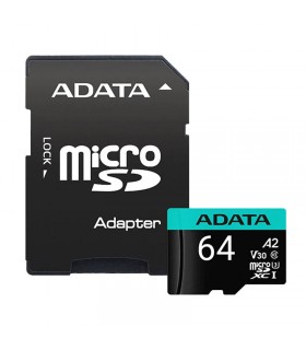 کارت حافظه microSDXC ای دیتا مدل Premier کلاس 10 استاندارد UHS-I U3سرعت 100MBps ظرفیت 64 گیگابایت به همراه آداپتور
