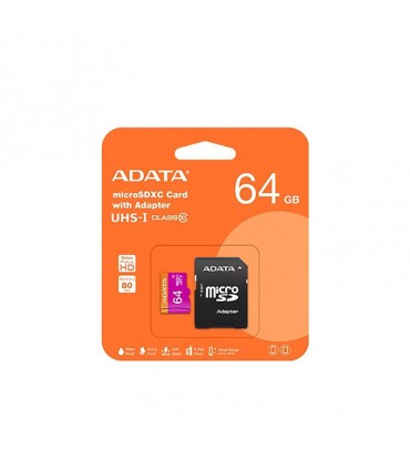 کارت حافظه microSDXC ای دیتا مدل PREMIER ظرفیت 64 گیگابایت به همراه اداپتور SD