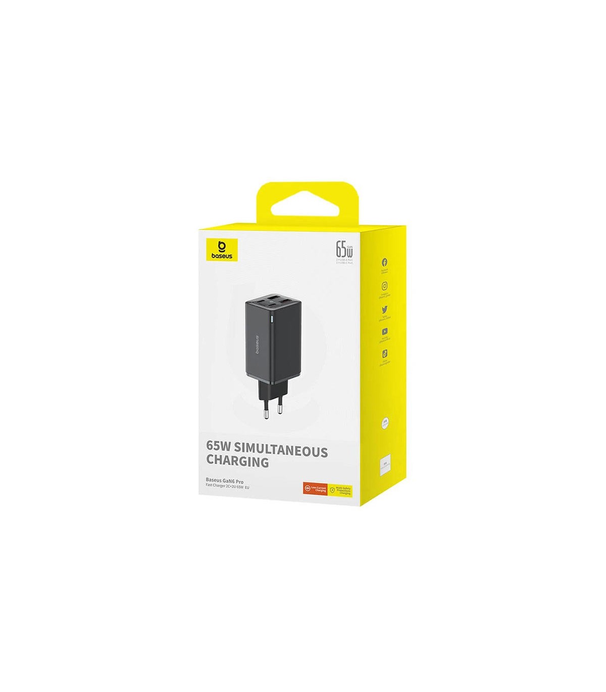 شارژر دیواری 65 وات بیسوس مدل GAN6 PRO به همراه کابل USB-C