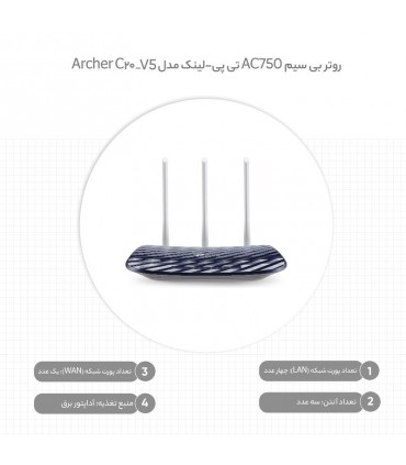 روتر بی سیم AC750 تی پی-لینک  مدل Archer C20-V5